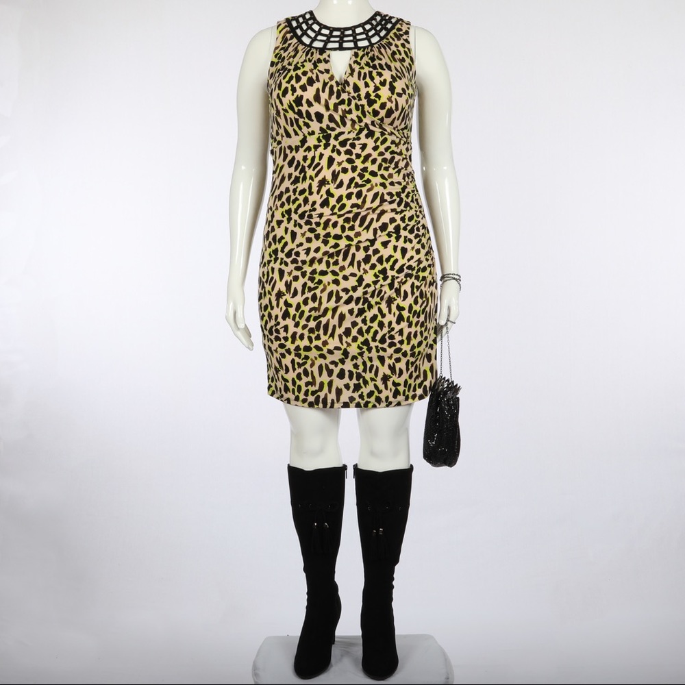Thalia Sodi Neon Leopard Print Dress SZ XL
